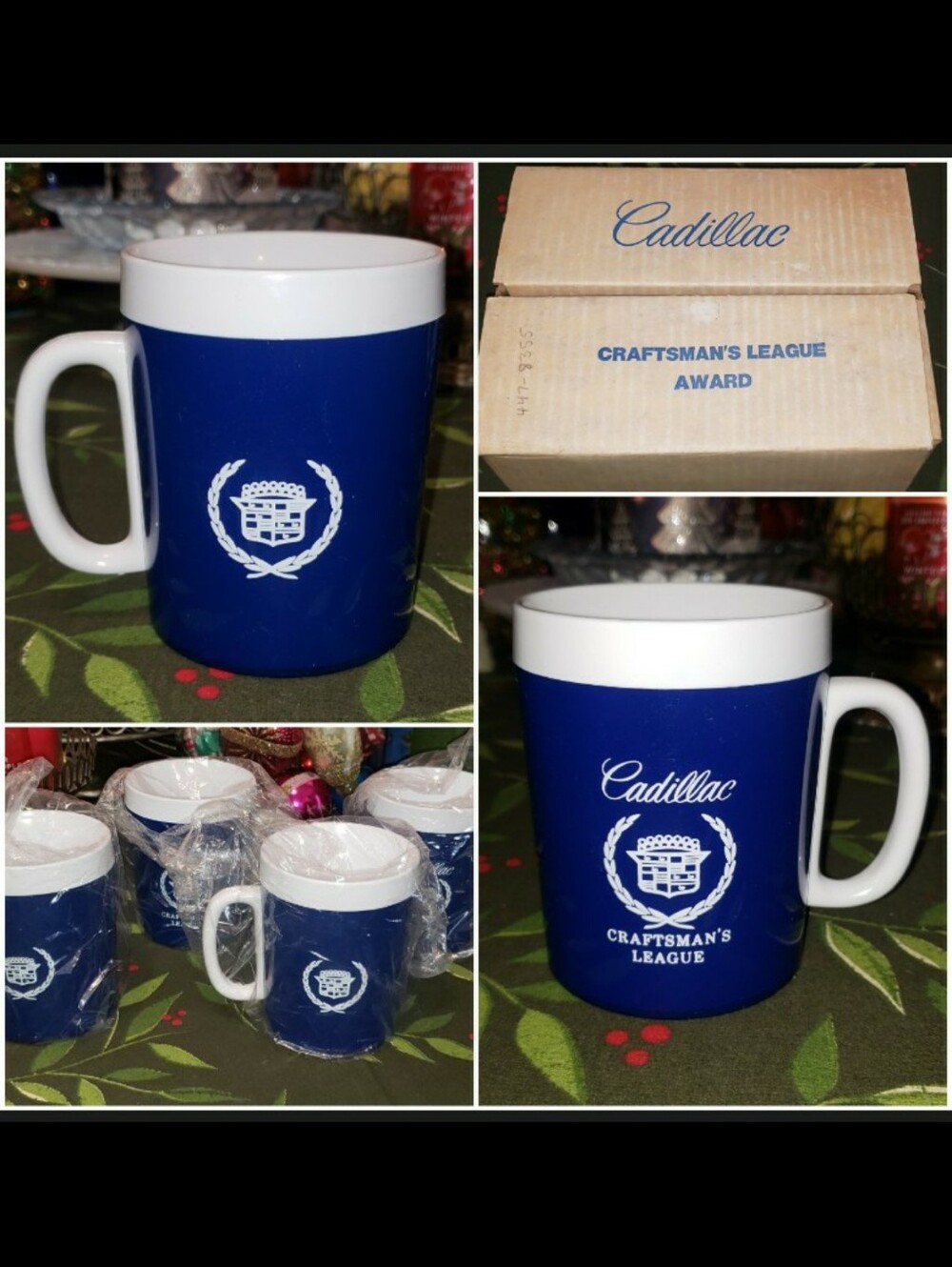 New Vintage Thermo-Serv Cadillac Craftsman's League Handled CupsSet Of Four (4)